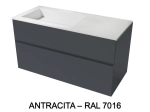 Meuble avec vasque Solid-Surface, finition bois ou couleurs, deux tiroirs à onglet, Largeur 100, 120 et 140 cm, P. 45 cm, Hauteur 56 cm, Stock disponible, LIVRAISON OFFERTE
